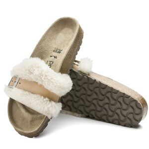 Birkenstock Carmen Papillo Beige Shearling Sandals Size 42